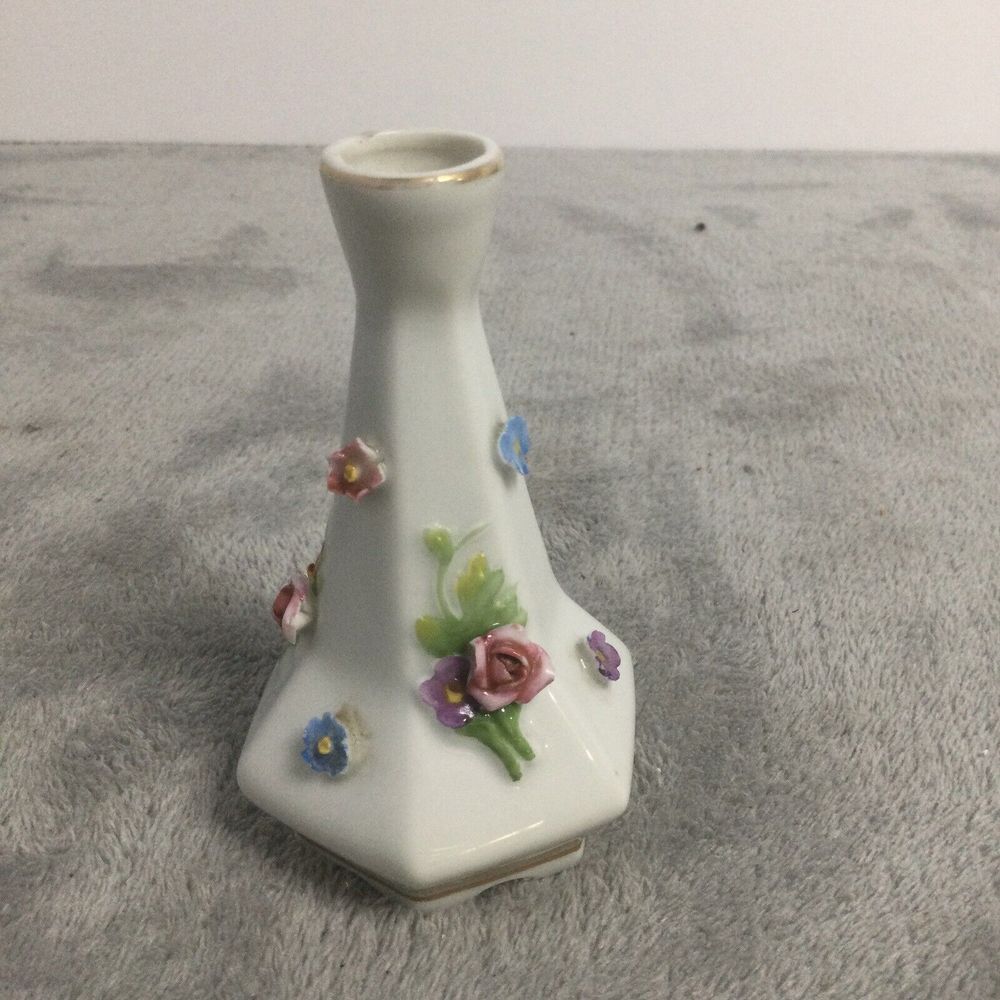 VINTAGE ERPHILA BUD VASE MADE IN GERMANY‎ ROSE PATTERN 4" - Picture 2 of 5
